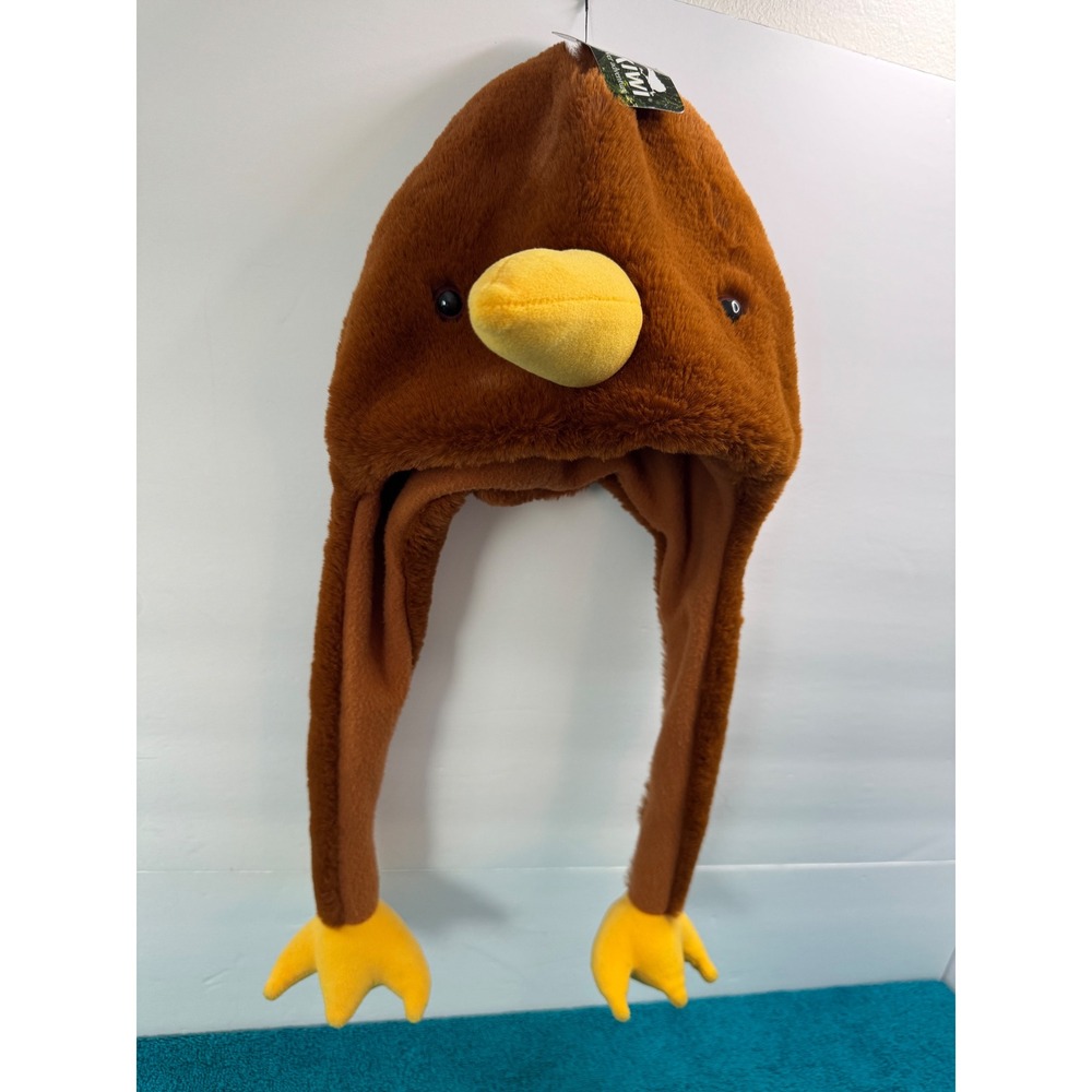 Wild Kiwi Bird Plush Hat Brown Fuzzy Animal Trapper Beanie